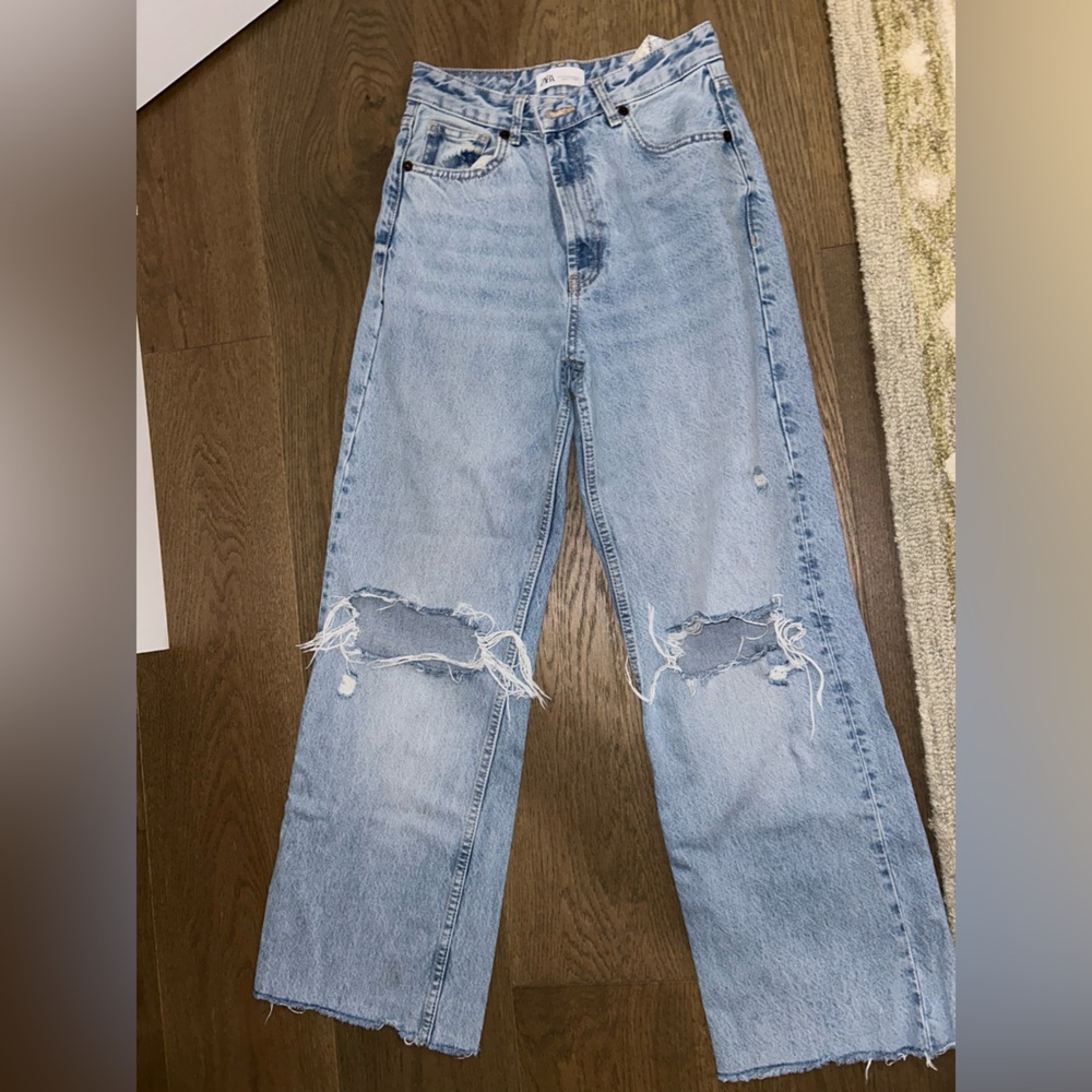 Zara Light Blue Straight Leg Jeans